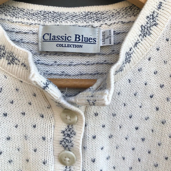 Vintage Classic Blues Sweater - 1/4 button down - made in USA - Size L - Picture 5 of 7